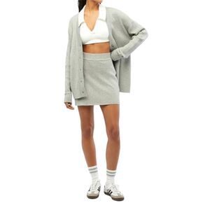 WeWoreWhat Cable Knit Tennis Skirt in Heather Grey Sz L NWT